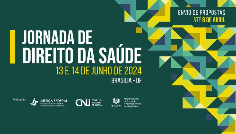 As inscrições de projetos para participar da Jornada de Direito da Saúde podem ser feitas até o dia 8 de abril.