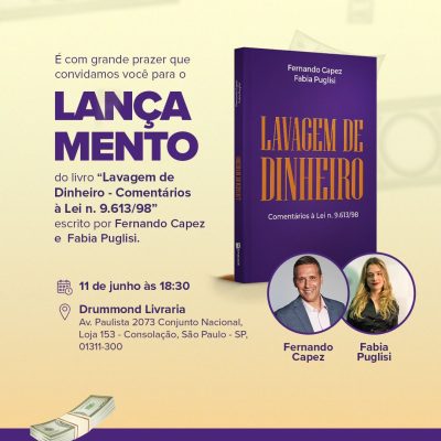 Um livro abordando o tema de lavagem de dinheiro será apresentado ao público no dia 11 de julho na cidade de São Paulo.