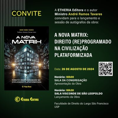 Na próxima segunda-feira, o Ministro do Tribunal Superior Eleitoral (TSE) apresentará o seu novo livro, que aborda questões relacionadas ao Direito e às plataformas digitais.