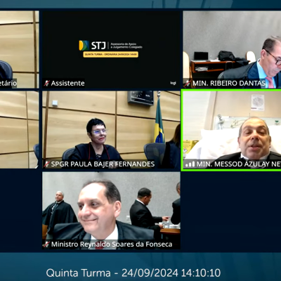 Juiz do Superior Tribunal de Justiça comparece a reunião enquanto está hospitalizado.